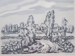 Märt Laarman Saaremaa maastik puulõige 1958
